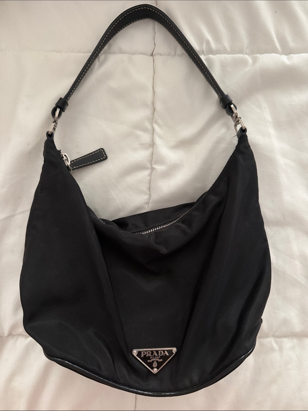 Vintage Prada Black Nylon Hobo Bag